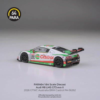 *PRE-ORDER* Audi R8 LMS GT3 EVO II GTWC Australia BRM Castrol 2026, 1:64 Scale