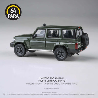 Premium scale diecast model car  – *PRE-ORDER* Toyota Land Cruiser 76 2014, 1:64 Scale (Military Green) Collectible