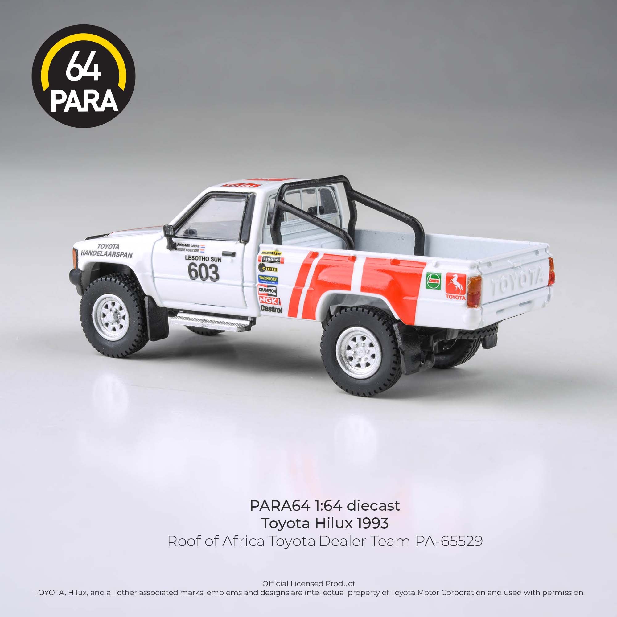 Premium scale diecast model car  – *PRE-ORDER* Toyota Hilux 1993 Roof Of Africa Toyota Dealer Team 1995, 1:64 Scale Collectible