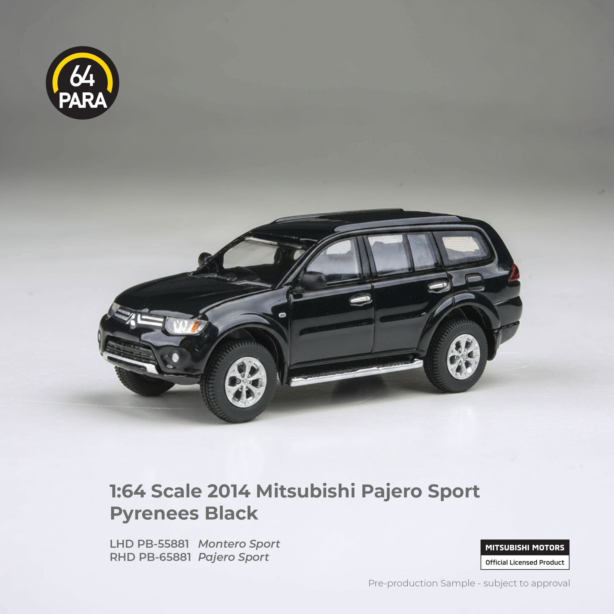 *PRE-ORDER*  Mitsubishi Pajero Sport Pyrenees 2014, 1:64 Scale (Black)
