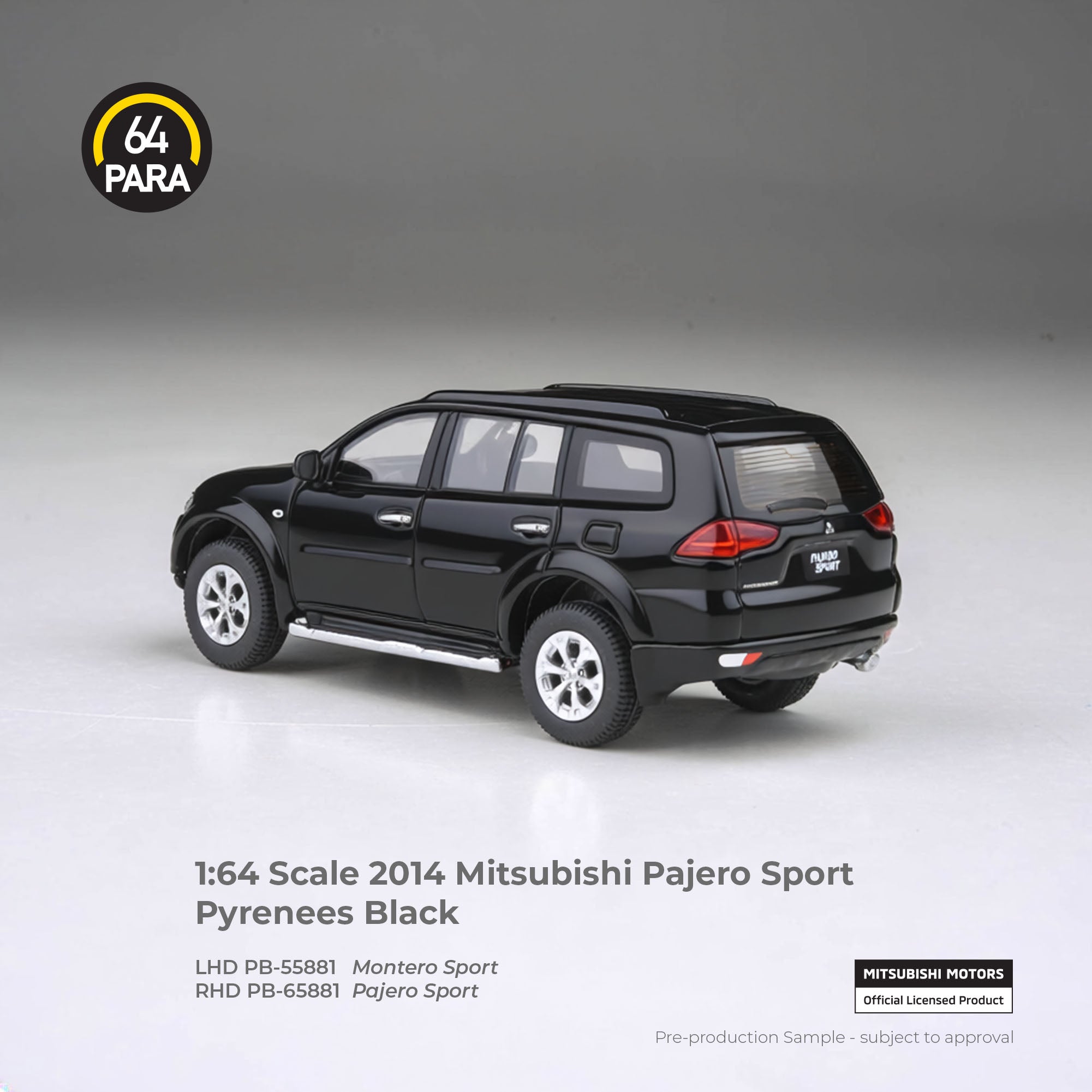 *PRE-ORDER*  Mitsubishi Pajero Sport Pyrenees 2014, 1:64 Scale (Black)