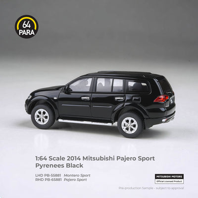 *PRE-ORDER*  Mitsubishi Pajero Sport Pyrenees 2014, 1:64 Scale (Black)