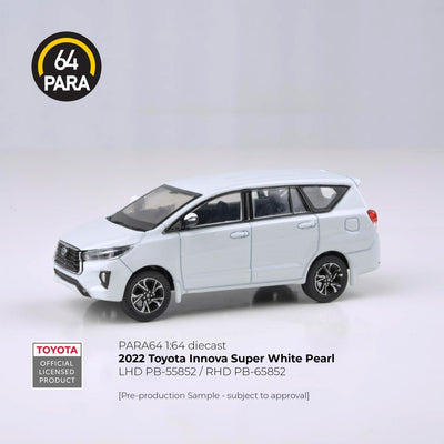 Premium scale diecast model car  – Toyota Innova 2022, 1:64 Scale (Super White Pearl) Collectible