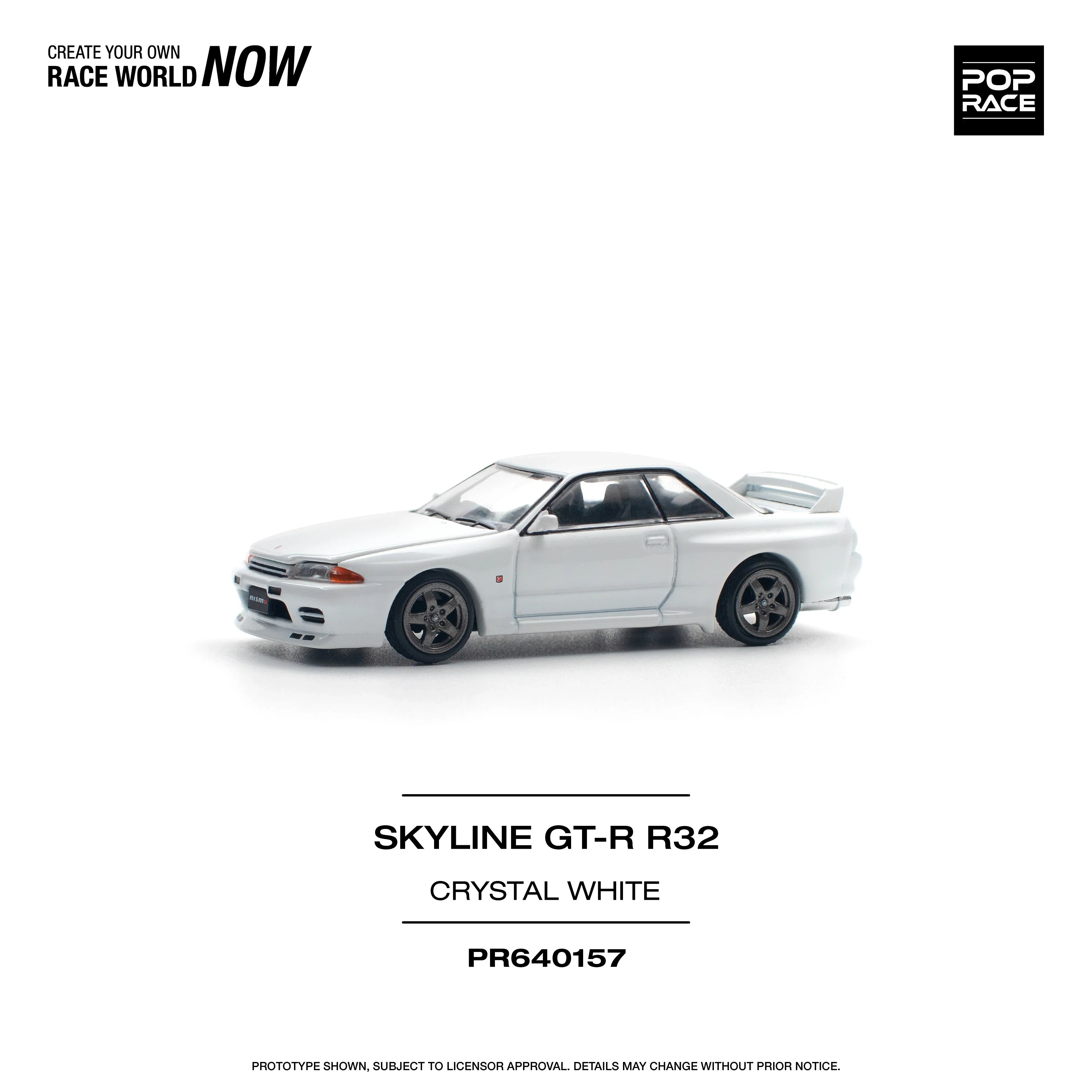 Premium scale model car for display – Skyline GT-R R32, 1:64 Scale (White) Collectible