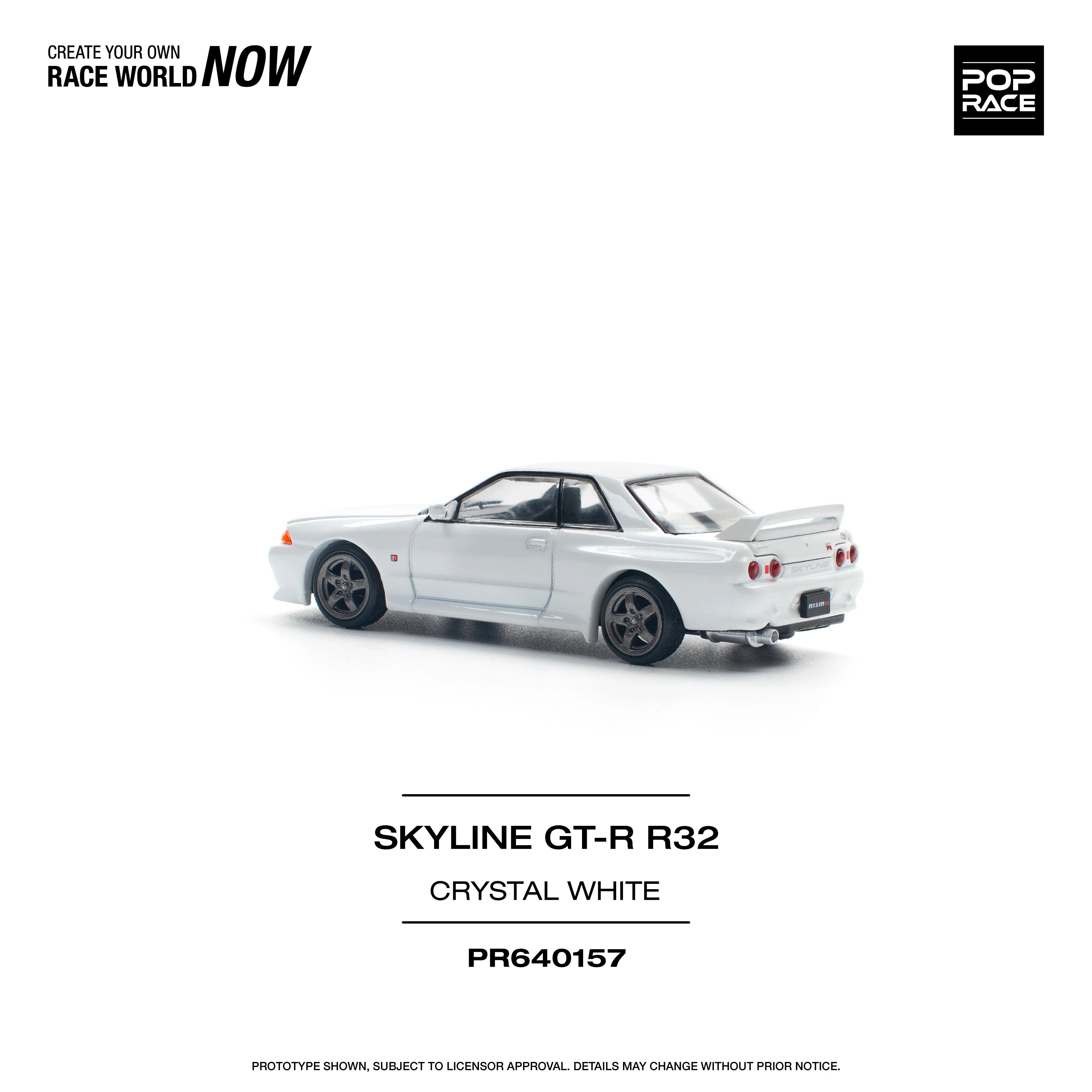 Premium scale model car for display – Skyline GT-R R32, 1:64 Scale (White) Collectible