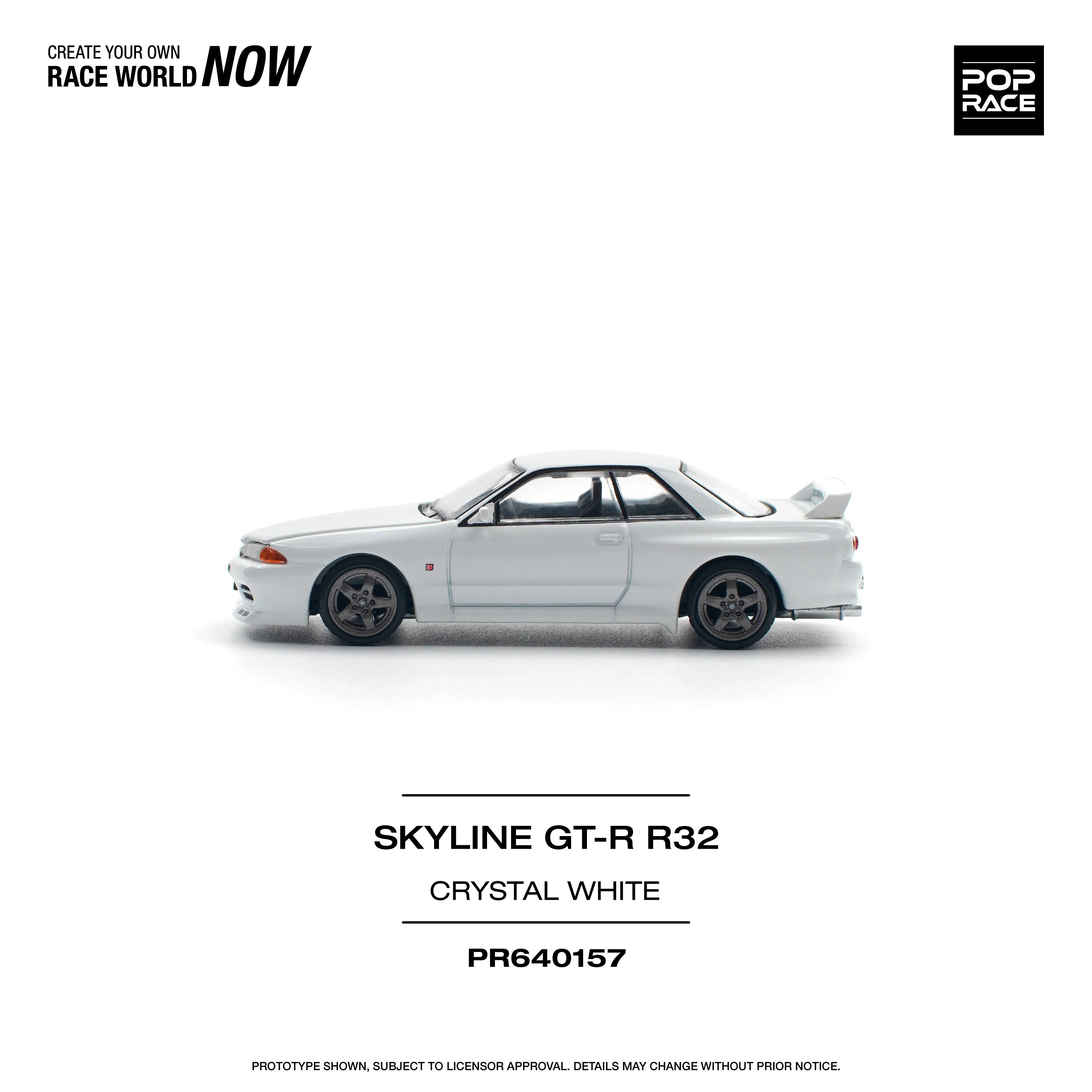 Premium scale model car for display – Skyline GT-R R32, 1:64 Scale (White) Collectible