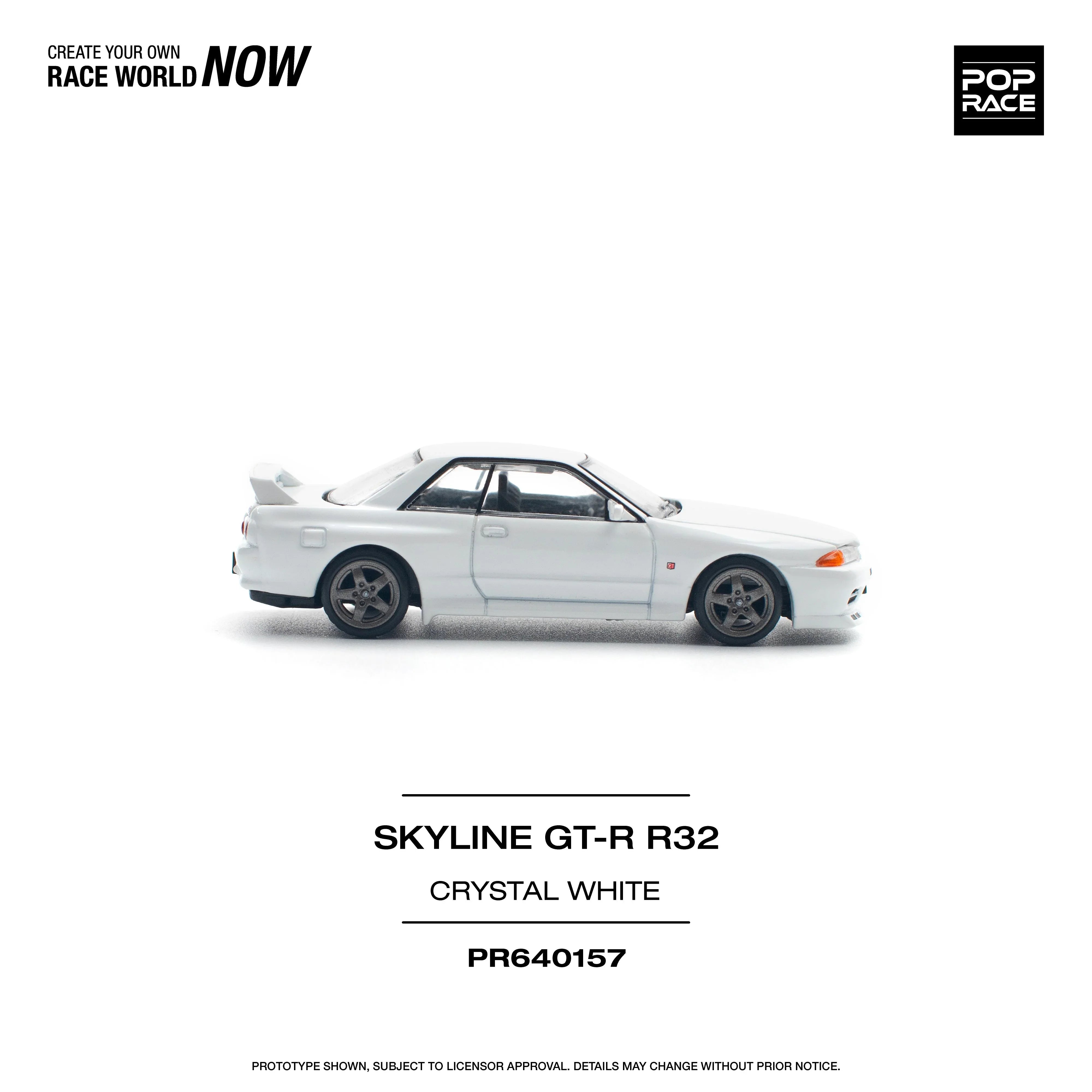 Premium scale model car for display – Skyline GT-R R32, 1:64 Scale (White) Collectible