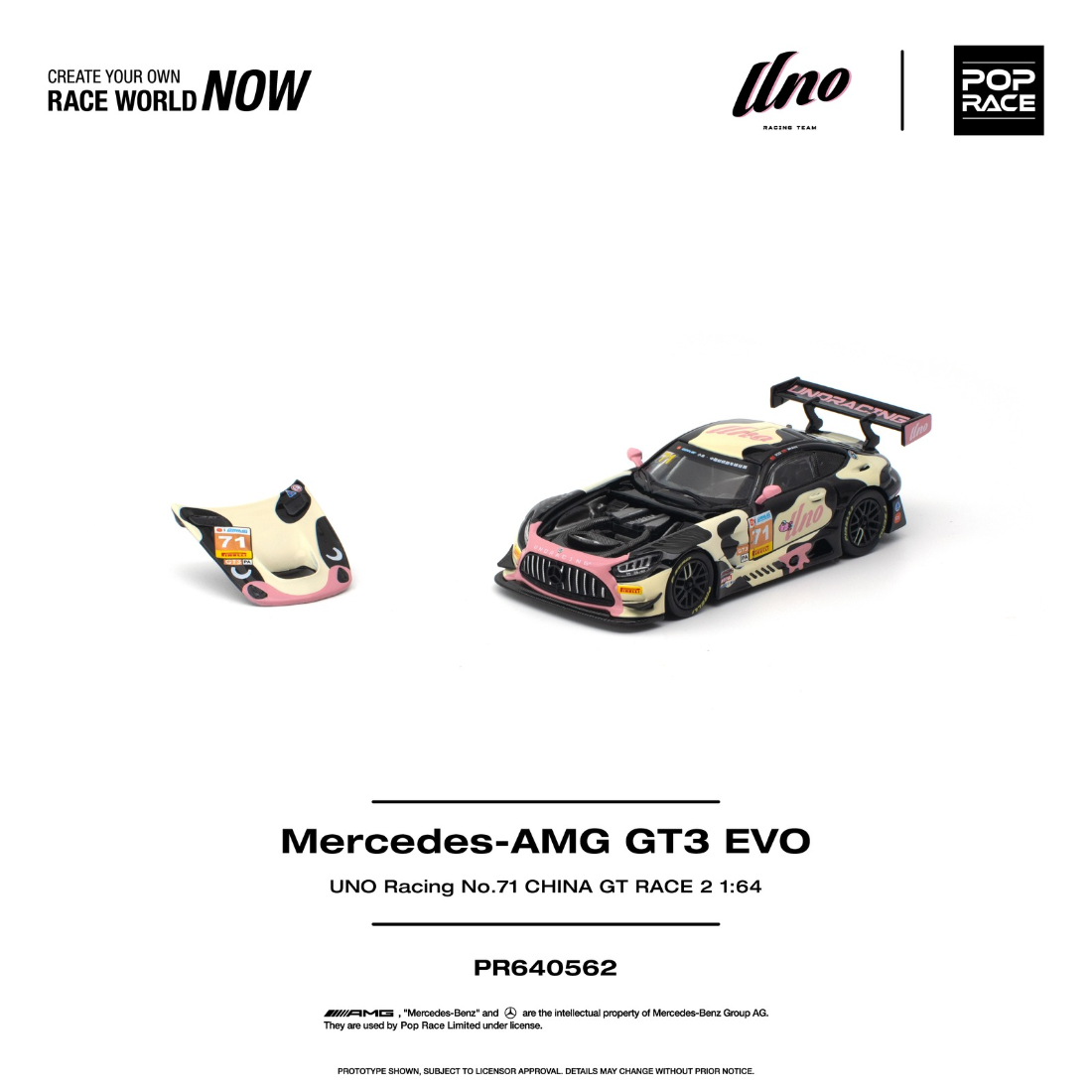 *PRE-ORDER* MERCEDES-AMG GT3 EVO UNO RACING NO.71 CHINA GT RACE 2 "Mumu", 1:64 Scale