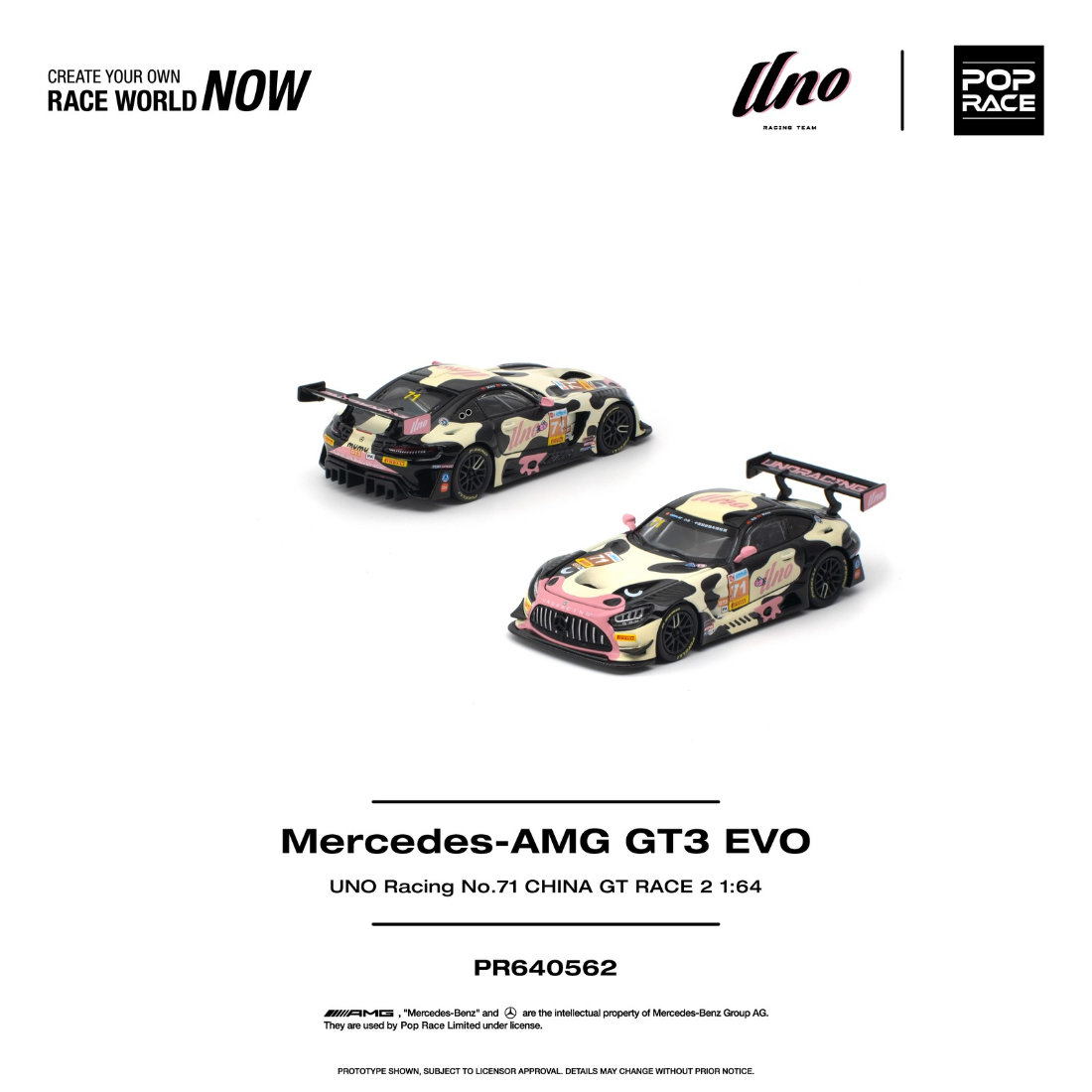 *PRE-ORDER* MERCEDES-AMG GT3 EVO UNO RACING NO.71 CHINA GT RACE 2 "Mumu", 1:64 Scale