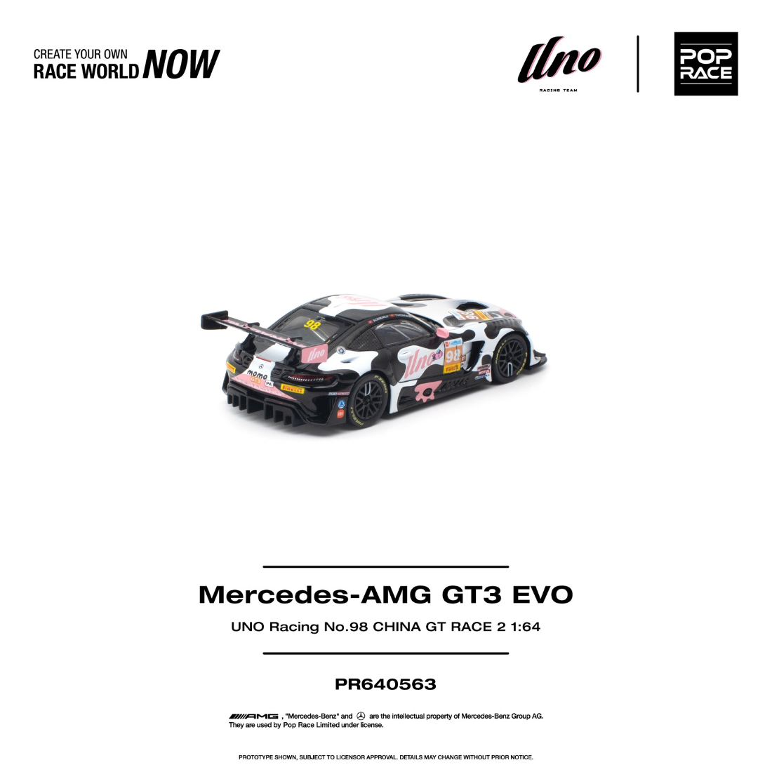 *PRE-ORDER* MERCEDES-AMG GT3 EVO UNO RACING NO.98 CHINA GT RACE 2 "Momo", 1:64 Scale