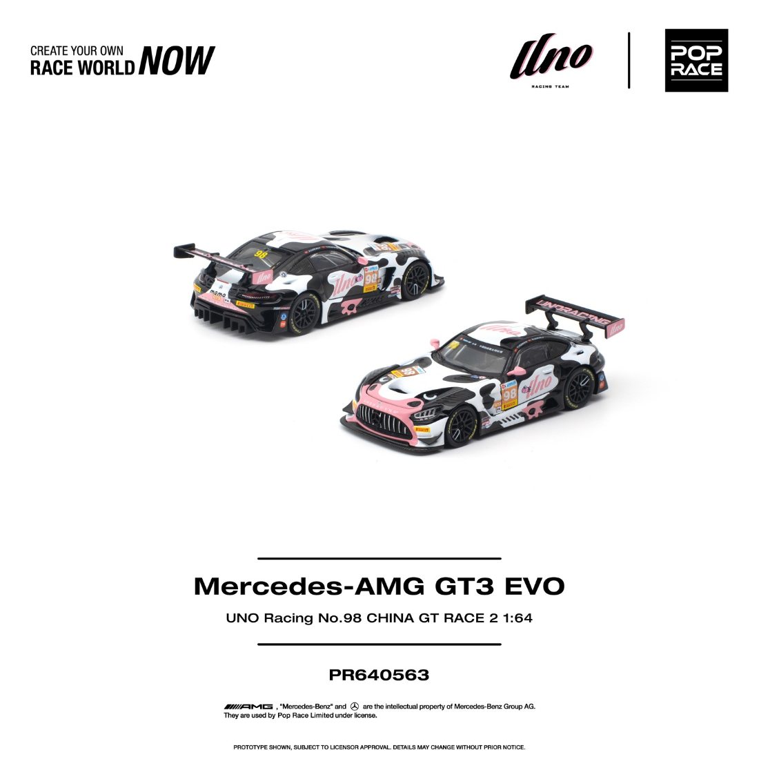 *PRE-ORDER* MERCEDES-AMG GT3 EVO UNO RACING NO.98 CHINA GT RACE 2 "Momo", 1:64 Scale