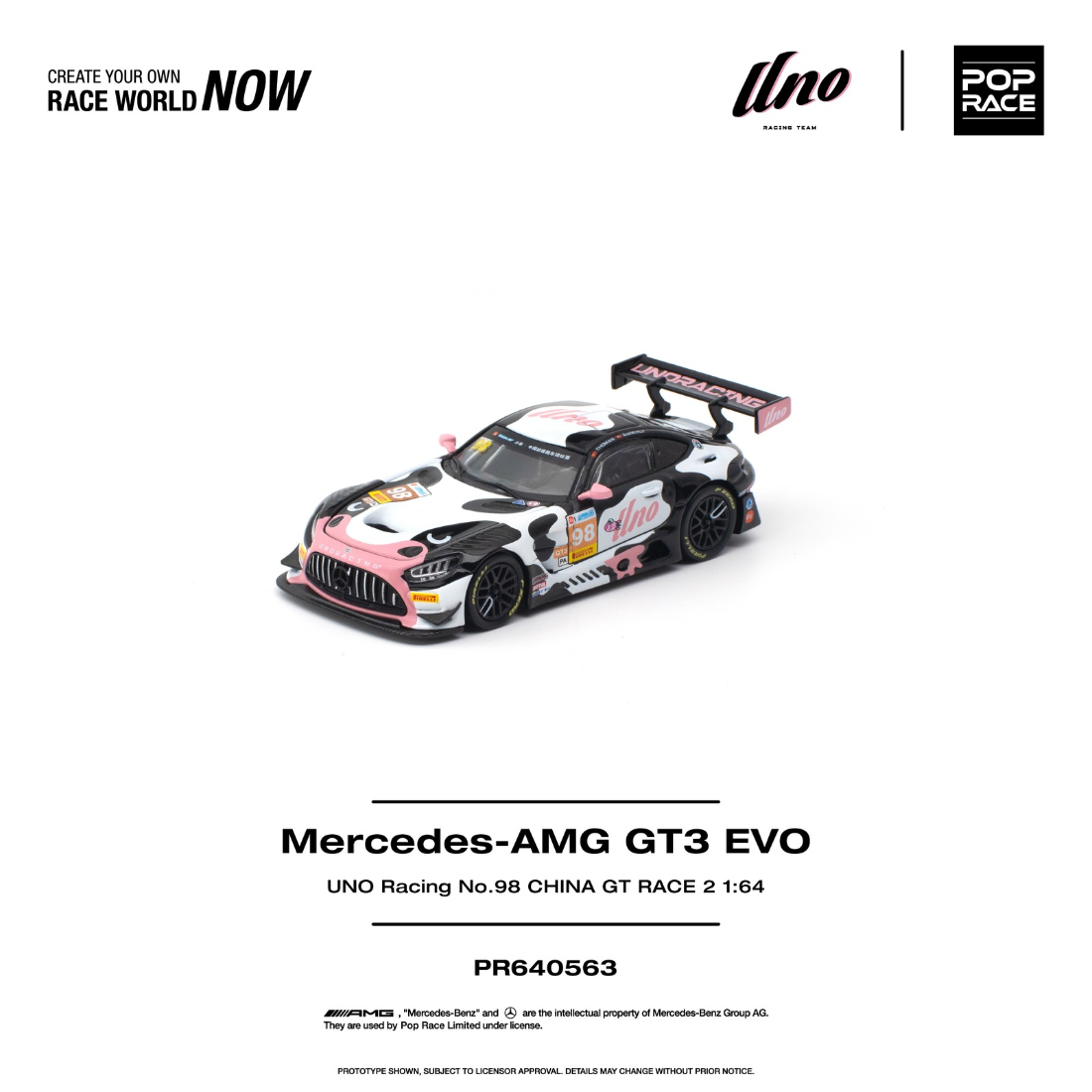 *PRE-ORDER* MERCEDES-AMG GT3 EVO UNO RACING NO.98 CHINA GT RACE 2 "Momo", 1:64 Scale