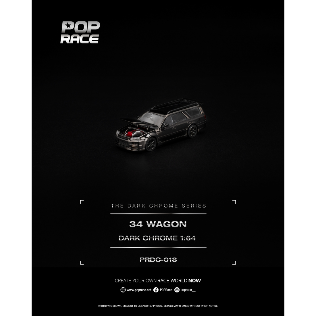 *PRE-ORDER* R34 WAGON, 1:64 Scale (Dark Chrome)