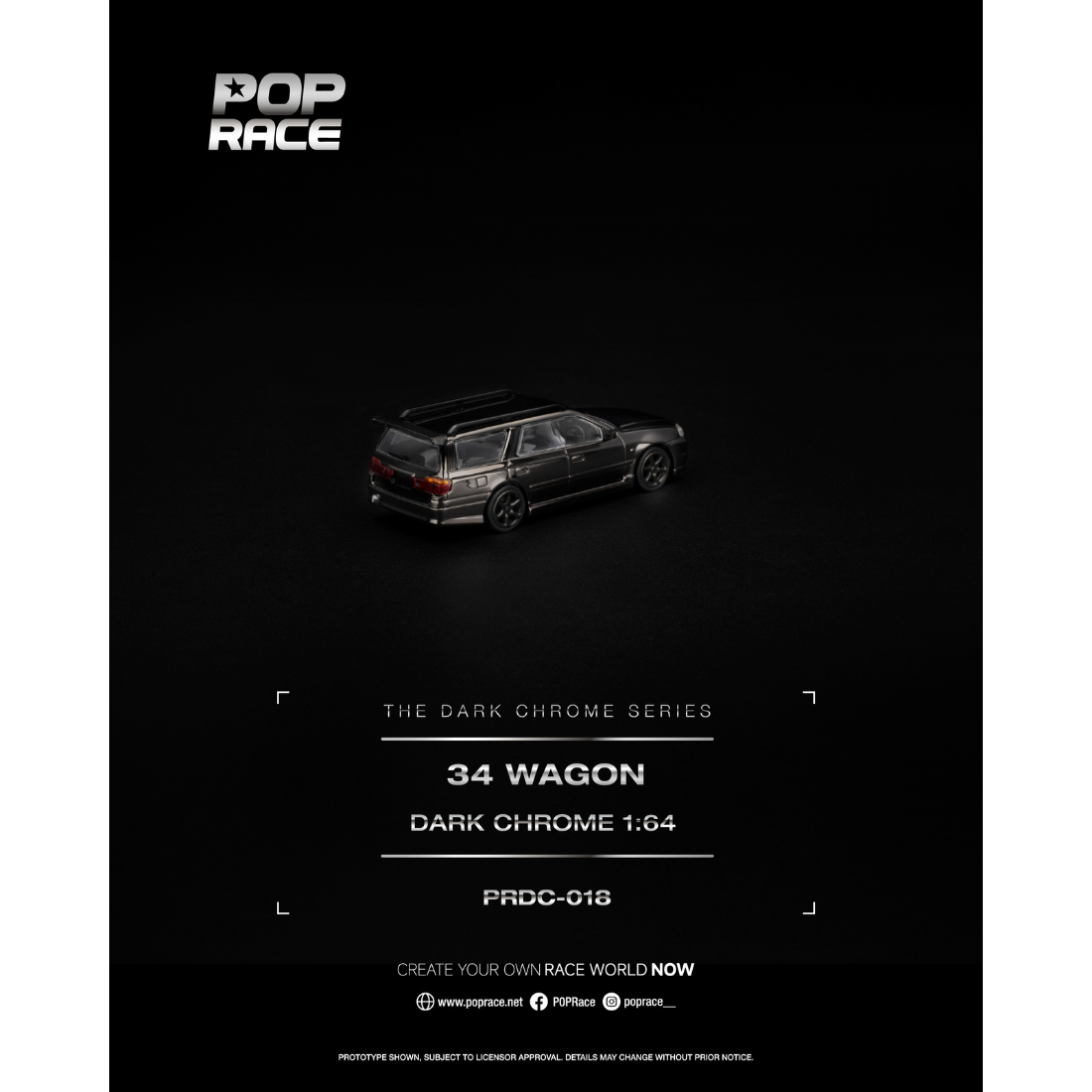*PRE-ORDER* R34 WAGON, 1:64 Scale (Dark Chrome)
