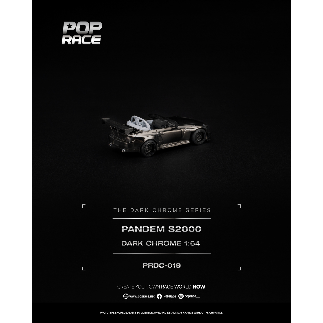 *PRE-ORDER* Pandem S2000, 1:64 Scale (Dark Chrome)