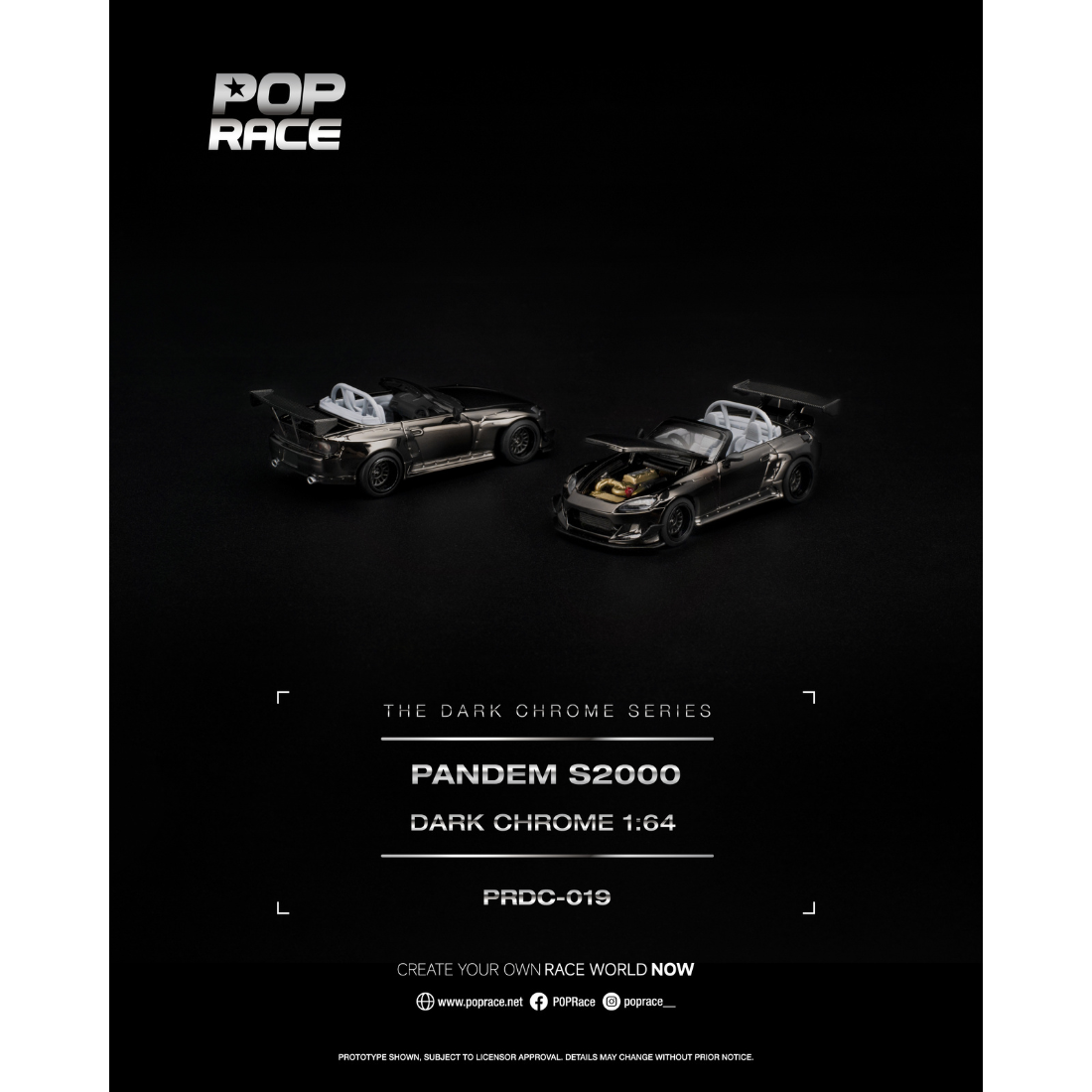 *PRE-ORDER* Pandem S2000, 1:64 Scale (Dark Chrome)