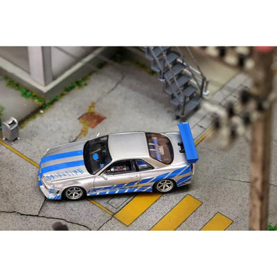 *PRE-ORDER* Nissan Skyline GT-R R34 Silver Blue Livery, 1:64 Scale 