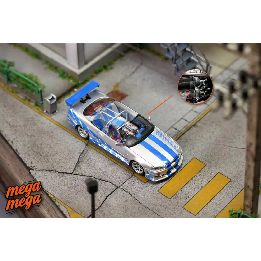 *PRE-ORDER* Nissan Skyline GT-R R34 Silver Blue Livery, 1:64 Scale 