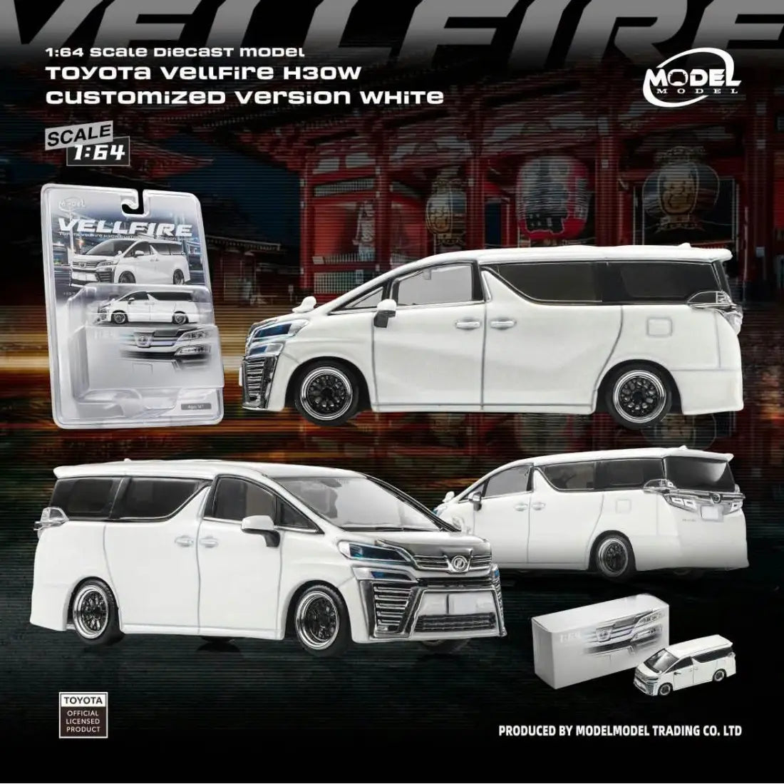 *PRE-ORDER* Toyota Vellfire H30W Customized Version, 1:64 Scale (White) 