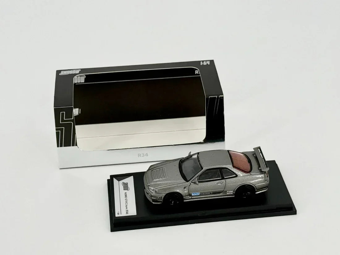 Premium scale diecast model car  – Nismo GT-R Z TUNE (R34) RHD, 1:64 Scale (Grey) Collectible