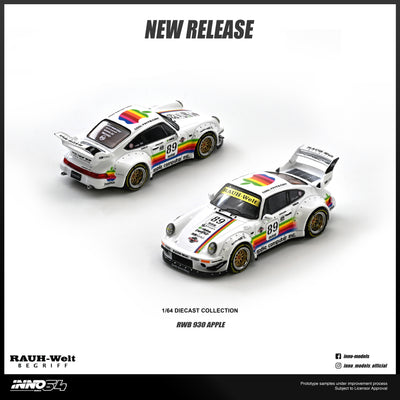 Premium scale diecast model car  – *PRE-ORDER* RWB 930 #89 Apple Levery, 1:64 Scale (White) Collectible