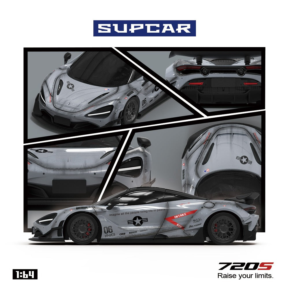 Premium scale diecast model car  – *PRE-ORDER* McLaren 720S Grey Shadow Painted, 1:64 Scale Collectible
