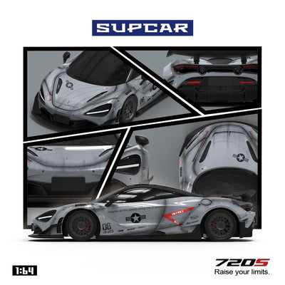 Premium scale diecast model car  – *PRE-ORDER* McLaren 720S Grey Shadow Painted, 1:64 Scale Collectible