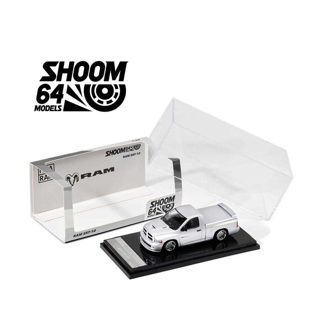 Premium scale diecast model car  – *PRE-ORDER* Dodge Ram SRT-10 (2003), 1:64 Scale (Silver) Collectible