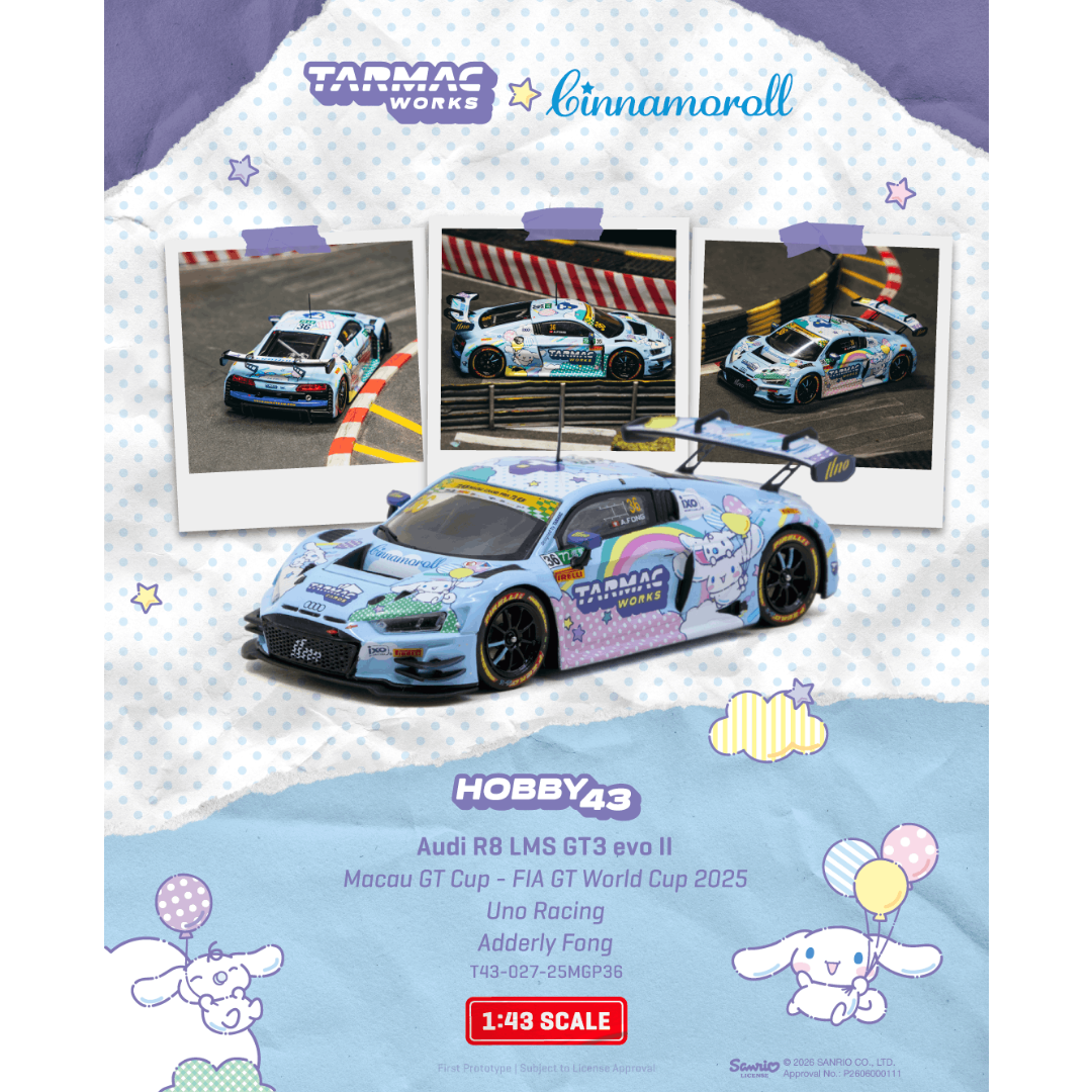*PRE-ORDER* Audi R8 LMS GT3 EVO II Macau GT Cup - FIA GT World Cup 2025 Uno Racing Adderly Fong, 1:43 Scale