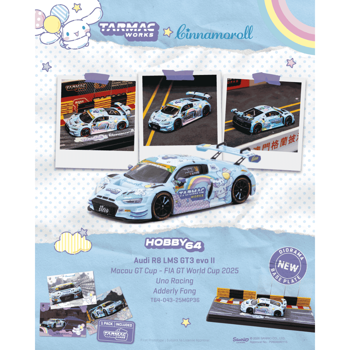 *PRE-ORDER* Audi R8 LMS GT3 EVO II Macau GT Cup FIA GT World Cup 2025 Uno Racing Adderly Fong, 1:64 Scale