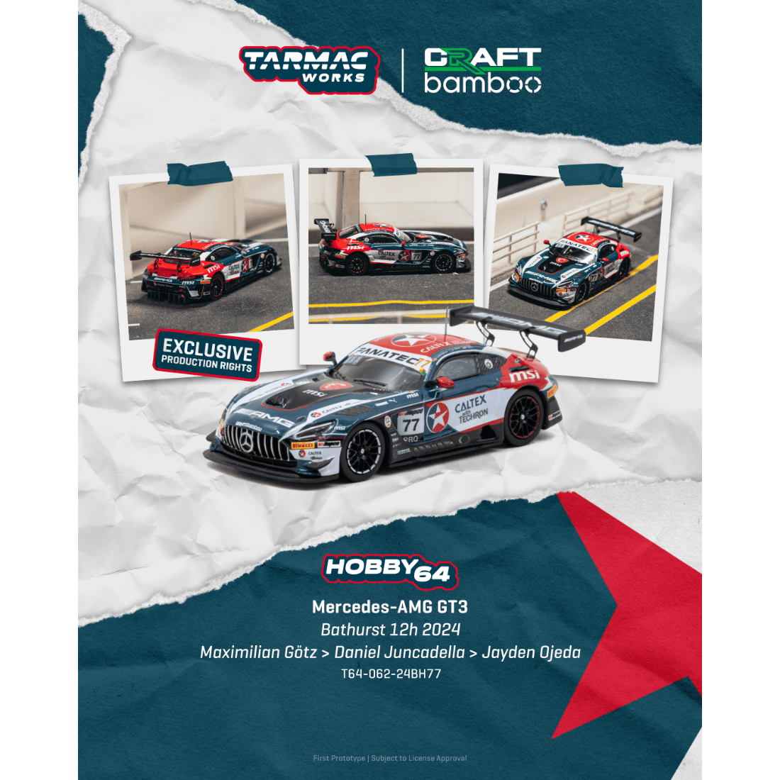 *PRE-ORDER* Mercedes-AMG GT3 Bathurst 12h Maximilian Götz / Daniel Juncadella / Jayden Ojeda 2024 , 1:64 Scale