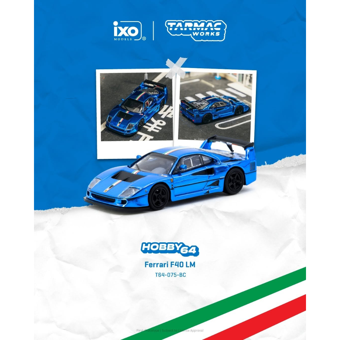 *PRE-ORDER* Ferrari F40 LM, 1:64 Scale (Chrome Blue)