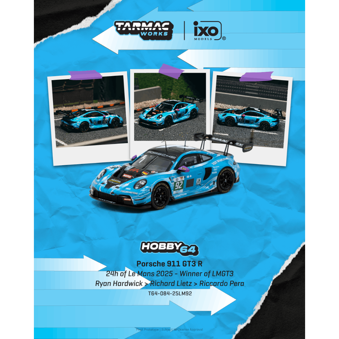 *PRE-ORDER* Porsche 911 GT3 R 24h of Le Mans 2025 - Winner of LMGT3 Ryan Hardwick / Richard Lietz / Riccardo Pera, 1:64 Scale