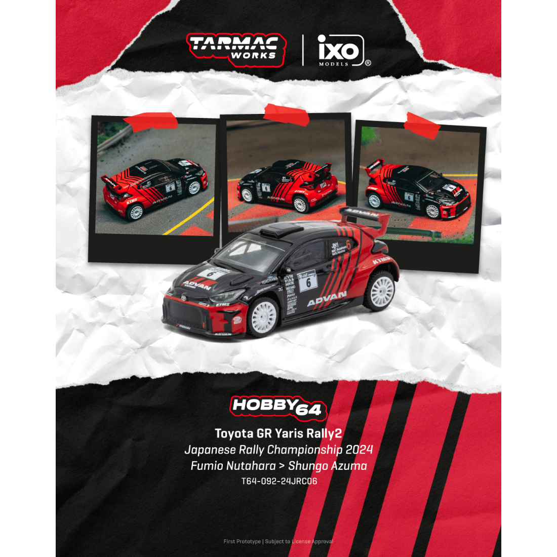 *PRE-ORDER* Toyota GR Yaris Rally2 Japanese Rally Championship 2024 Fumio Nutahara / Shungo Azuma, 1:64 Scale