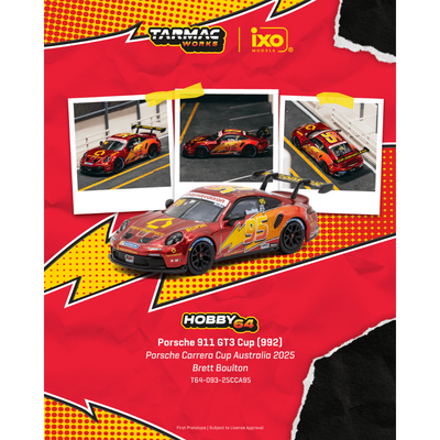 *PRE-ORDER* Porsche 911 GT3 Cup (992) Porsche Carrera Cup Australia 2025 Brett Boulton, 1:64 Scale (Chrome Red)