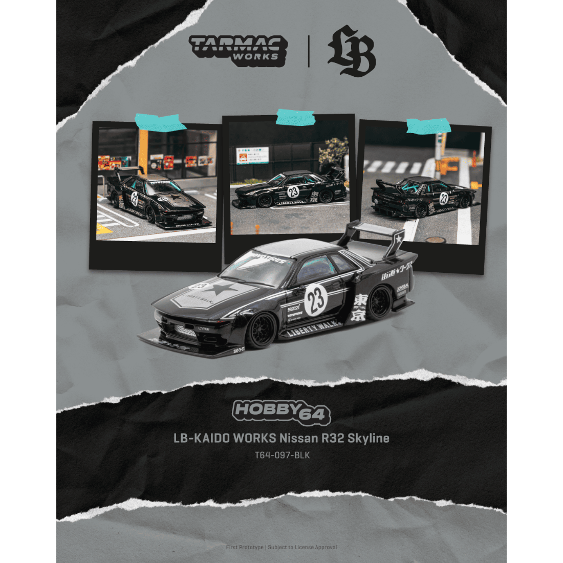 *PRE-ORDER* LB-KAIDO WORKS Nissan R32 Skyline, 1:64 Scale (Black)