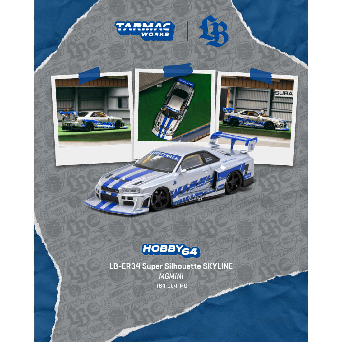 *PRE-ORDER* LB-ER34 Super Silhouette Nissan Skyline MGMINI, 1:64 Scale