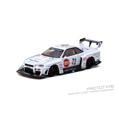 Premium scale diecast model car  – *PRE-ORDER* LB-ER34 Super Silhouette SKYLINE, 1:64 Scale (White) Collectible