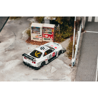 Premium scale diecast model car  – *PRE-ORDER* LB-ER34 Super Silhouette SKYLINE, 1:64 Scale (White) Collectible