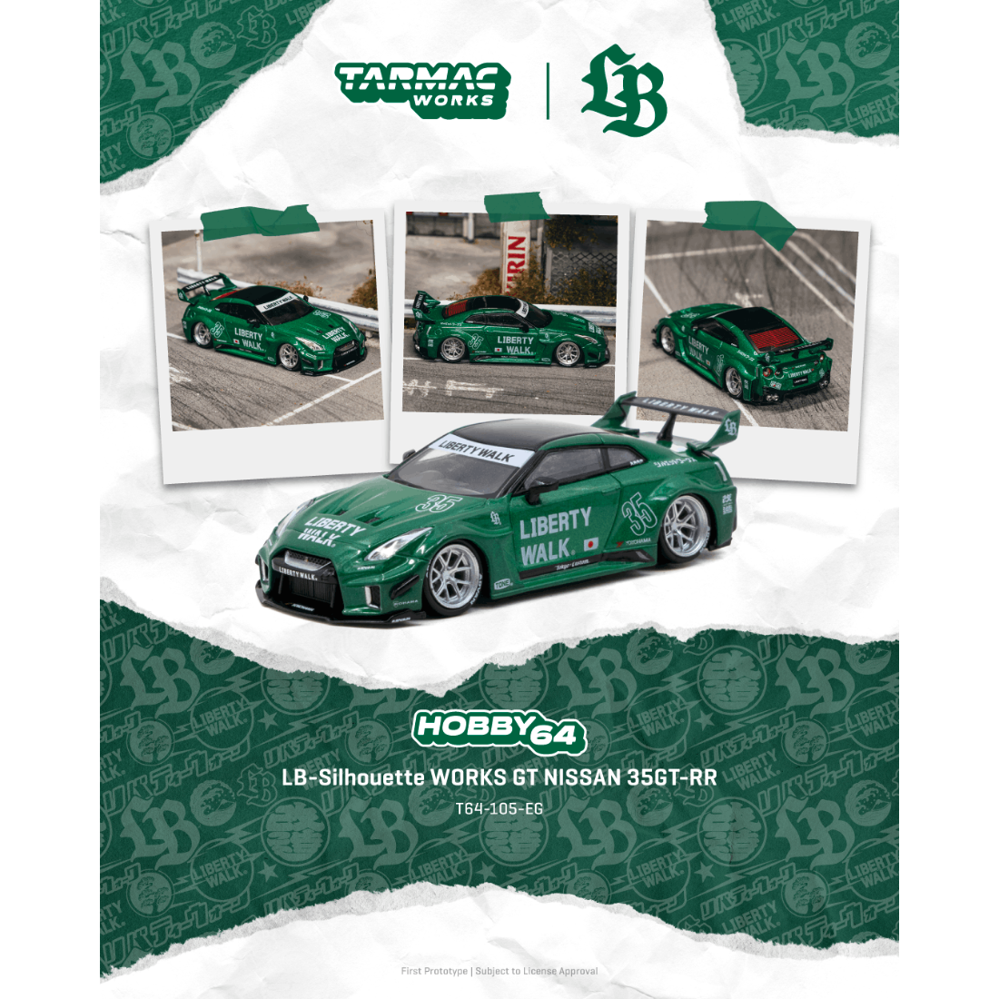 *PRE-ORDER*  LB-Silhouette WORKS GT NISSAN 35GT-RR, 1:64 Scale (Emerald Green)