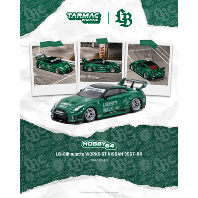 *PRE-ORDER*  LB-Silhouette WORKS GT NISSAN 35GT-RR, 1:64 Scale (Emerald Green)