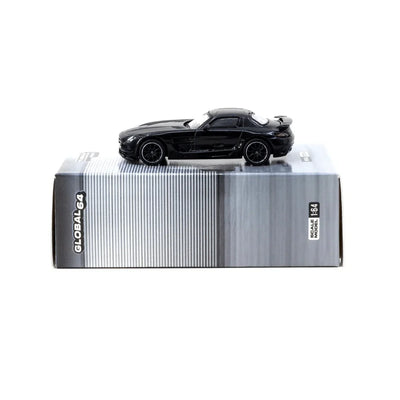 Premium scale diecast model car  – Mercedes-Benz SLS AMG Coupé Singapore Special Edition - Global64, 1:64 Scale (Black) Collectible