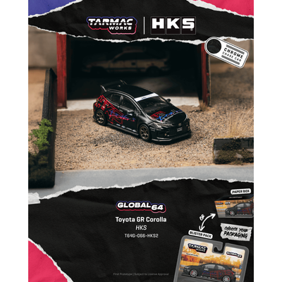 *Pre-Orders* Toyota GR Corolla HKS (Chance of Chase Car - Chrome Black Body), 1:64 Scale