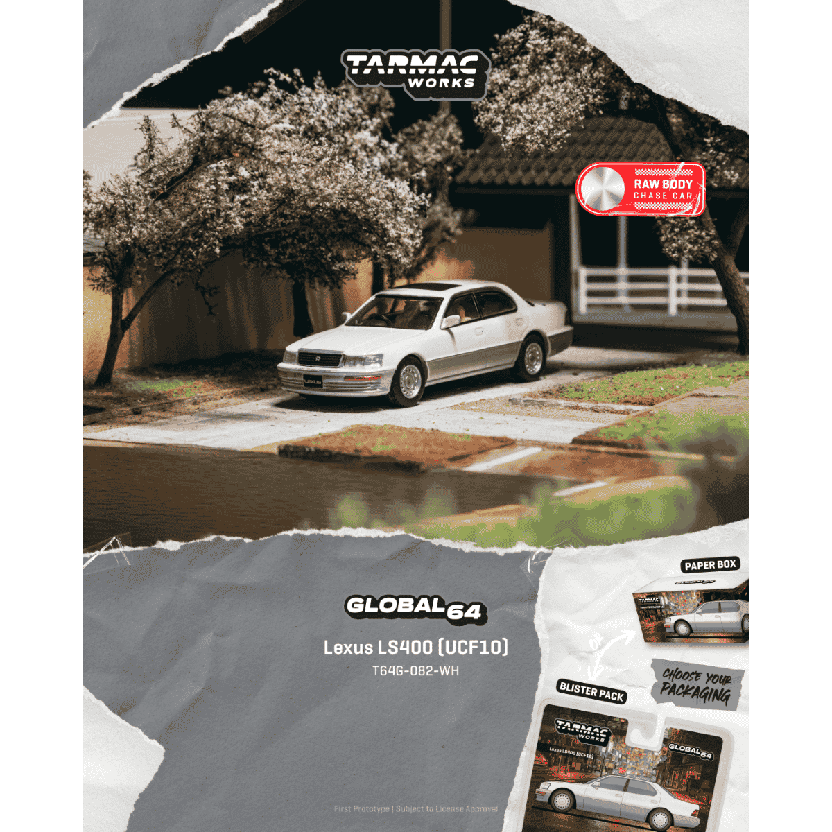 *PRE-ORDER* Lexus LS400 (UCF10) Chance of Chase Car, 1:64 Scale (Pearl White)