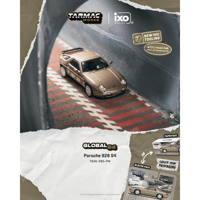 Premium scale diecast model car  – *PRE-ORDER* Porsche 928 S4 Chance of Chase Car (with Pop-Ip Head-Lights), 1:64 Scale (Platinum Metallic) Collectible