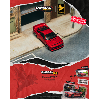 Premium scale diecast model car  – *PRE-ORDER* Kimera EVO37, 1:64 Scale (Red) Collectible
