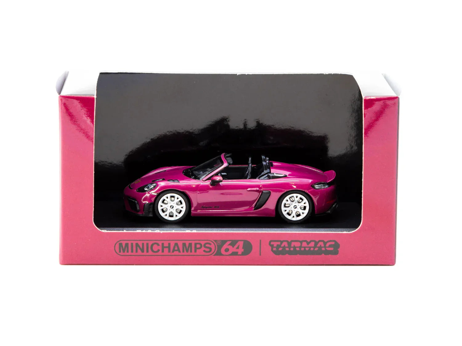 Premium scale diecast model car  – Porsche 718 Spyder RS Ruby Star Neo - Collab64, 1:64 Scale (Pink) Collectible