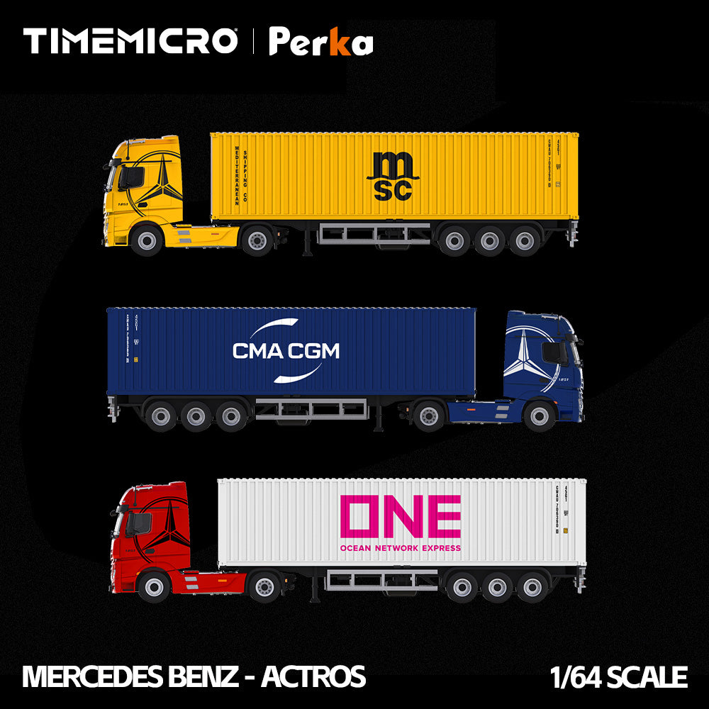 *PRE-ORDER* Mercedes-Benz Actros Container Truck, 1:64 Scale (Bright Yellow)