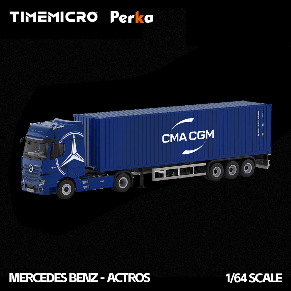 *PRE-ORDER* Mercedes-Benz Actros Container Truck, 1:64 Scale (Deep Sea Blue)