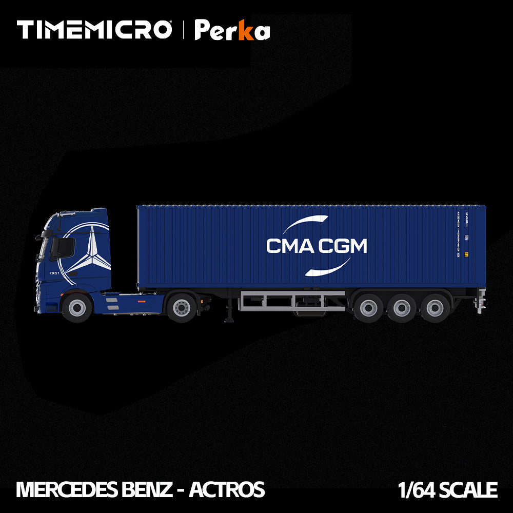 *PRE-ORDER* Mercedes-Benz Actros Container Truck, 1:64 Scale (Deep Sea Blue)